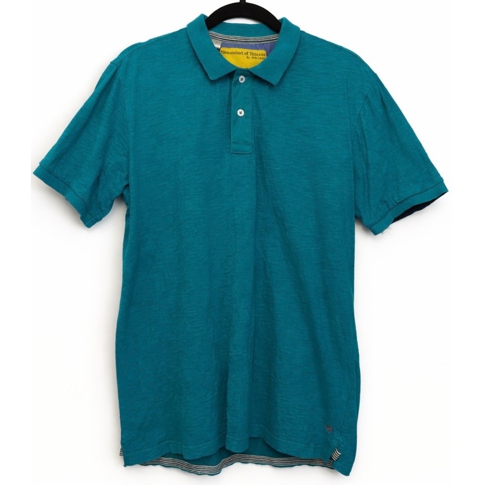 Descendant of Thieves Mens Teal Blue Slub‎ Cotton Polo Shirt Limited Edition XL